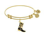 Brass With Yellow Cowboy Boot Enamel Charm On Yellow Angelica Collection Bangle