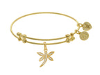 Brass With Yellow Dragonfly Charm On Yellow Angelica Collection Bangle