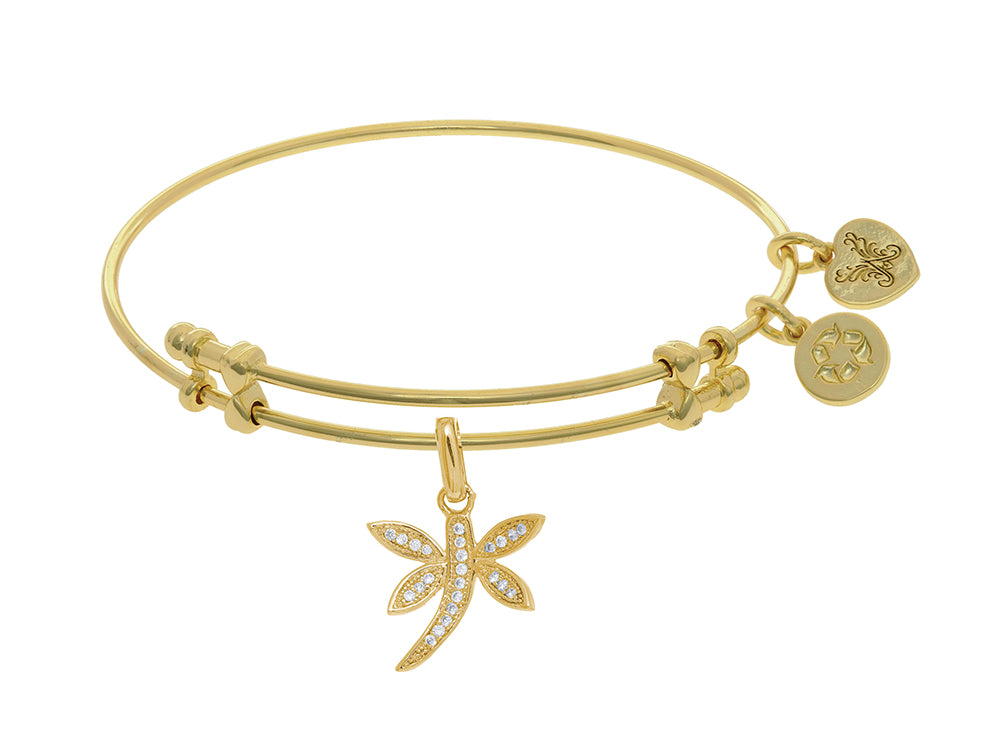 Brass With Yellow Dragonfly Charm On Yellow Angelica Collection Bangle