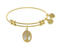 Brass With Yellow Tree Of Life On Created Mop Oval Charm On Yellow Angelica Collection Bangle