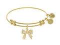 Brass With Yellow Bow Charm With CZ On Yellow Angelica Collection Bangle