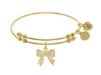 Brass With Yellow Bow Charm With CZ On Yellow Angelica Collection Bangle