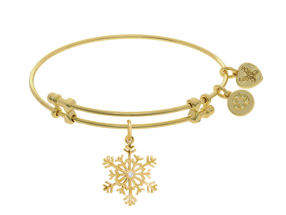 Brass With Yellow Snowflake Charm With CZ On Yellow Angelica Collection Bangle
