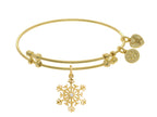 Brass With Yellow Snowflake Charm With CZ On Yellow Angelica Collection Bangle