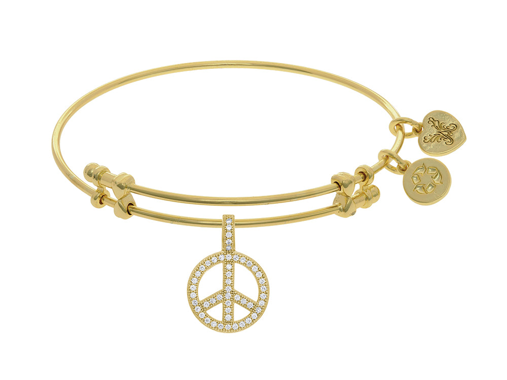 Brass With Yellow Peace Charm With CZ On Yellow Angelica Collection Bangle