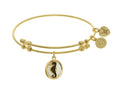 Brass With Oval Sea Horse With Black CZ On Created Mop On Yellow Angelica Collection Bangle
