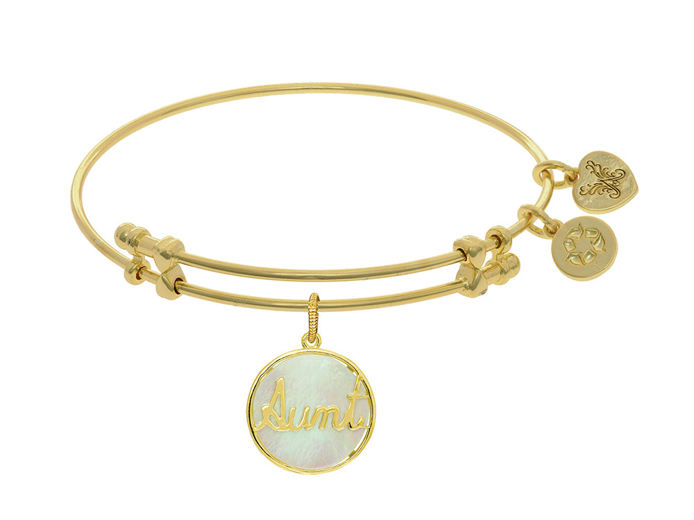 Brass With Round Aunt With Created Mop On Yellow Angelica Collection Bangle