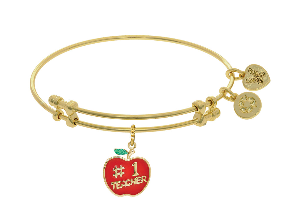 Brass With Enamel Teacher Charm On Yellow Angelica Collection Bangle