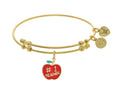Brass With Enamel Teacher Charm On Yellow Angelica Collection Bangle