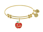 Brass With Enamel Teacher Charm On Yellow Angelica Collection Bangle