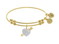 Brass With Yellow+white Heart With Arrow Charm On Yellow Angelica Collection Bangle