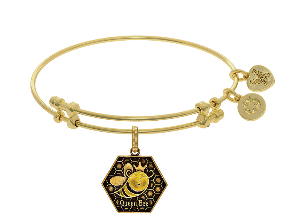 Brass With Yellow Finish Queen Bee Enamel Charm Fo R Angelica Collection Bangle