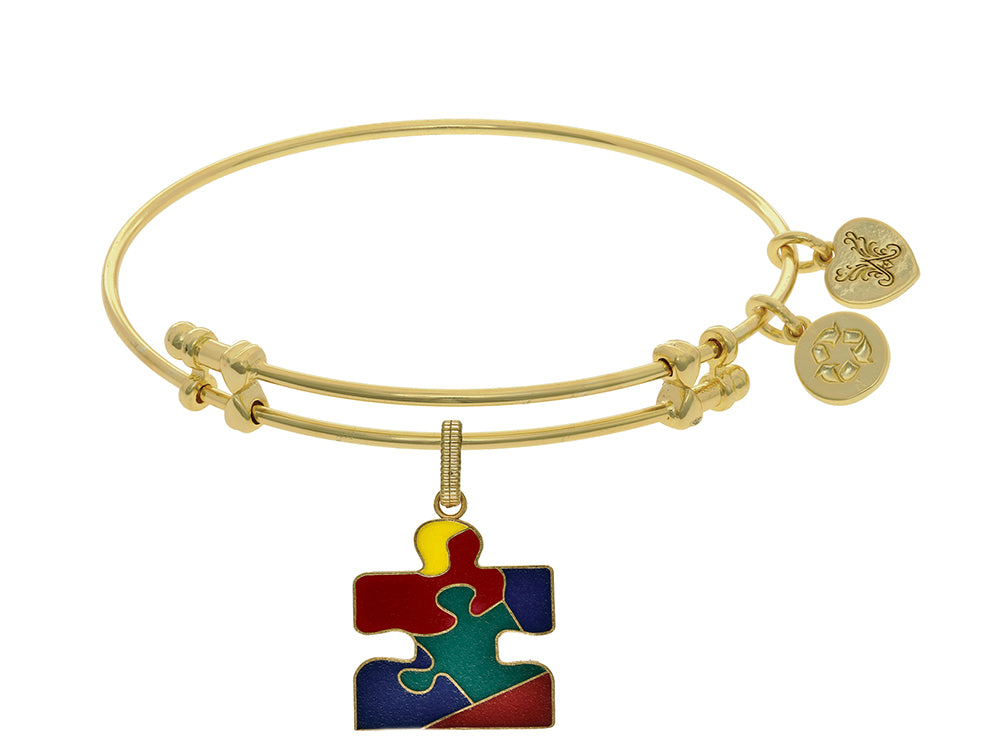 Brass With Yellow Finish Autism Awareness Enamel C Harm For Angelica Collection Bangle