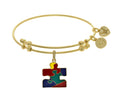 Brass With Yellow Finish Autism Awareness Enamel C Harm For Angelica Collection Bangle