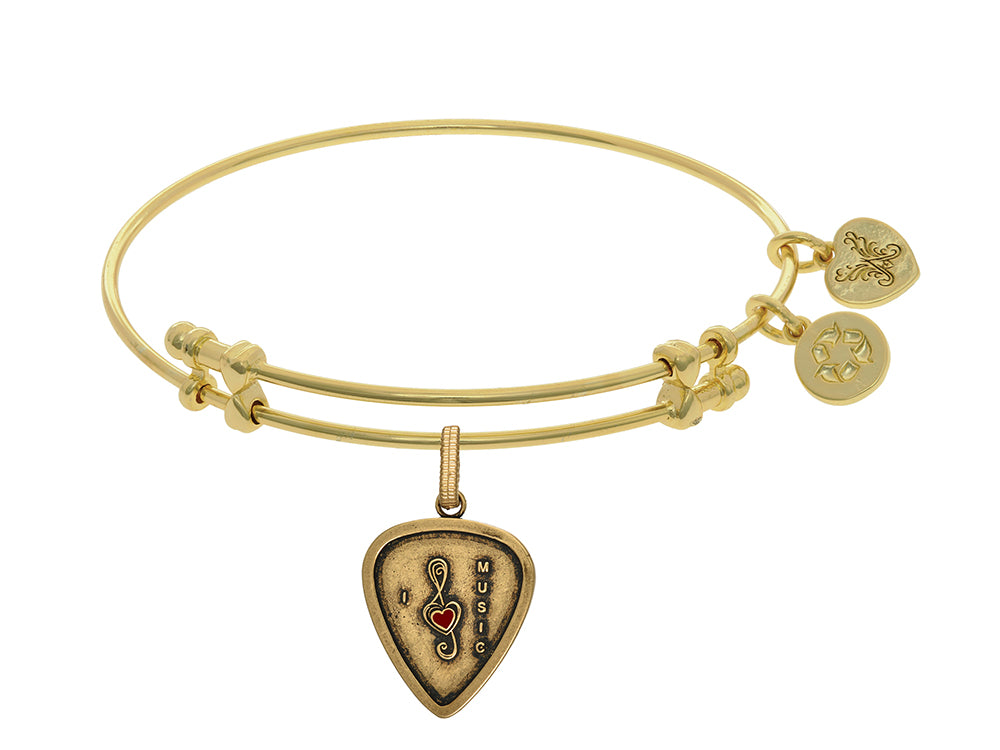 Brass With Yellow Finish I Love Music Enamel Charm For Angelica Collection Bangle