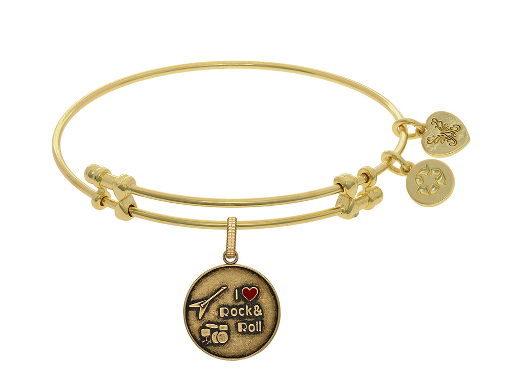 Brass With Yellow Finish I Love Rock And Roll Enamel Charm For Angelica Collection Bangle