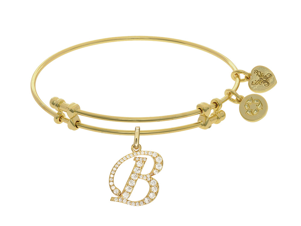 Brass With Yellow Finish  Initial B Charm For Angelica Collection Bangle