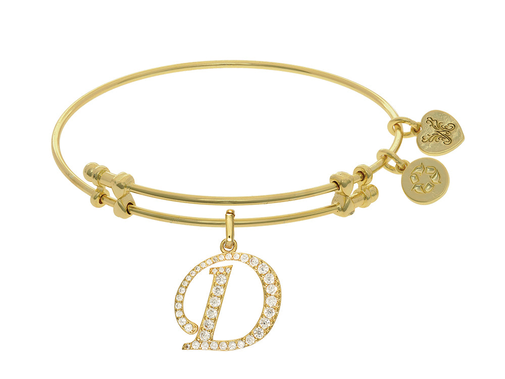 Brass With Yellow Finish  Initial D Charm For Angelica Collection Bangle