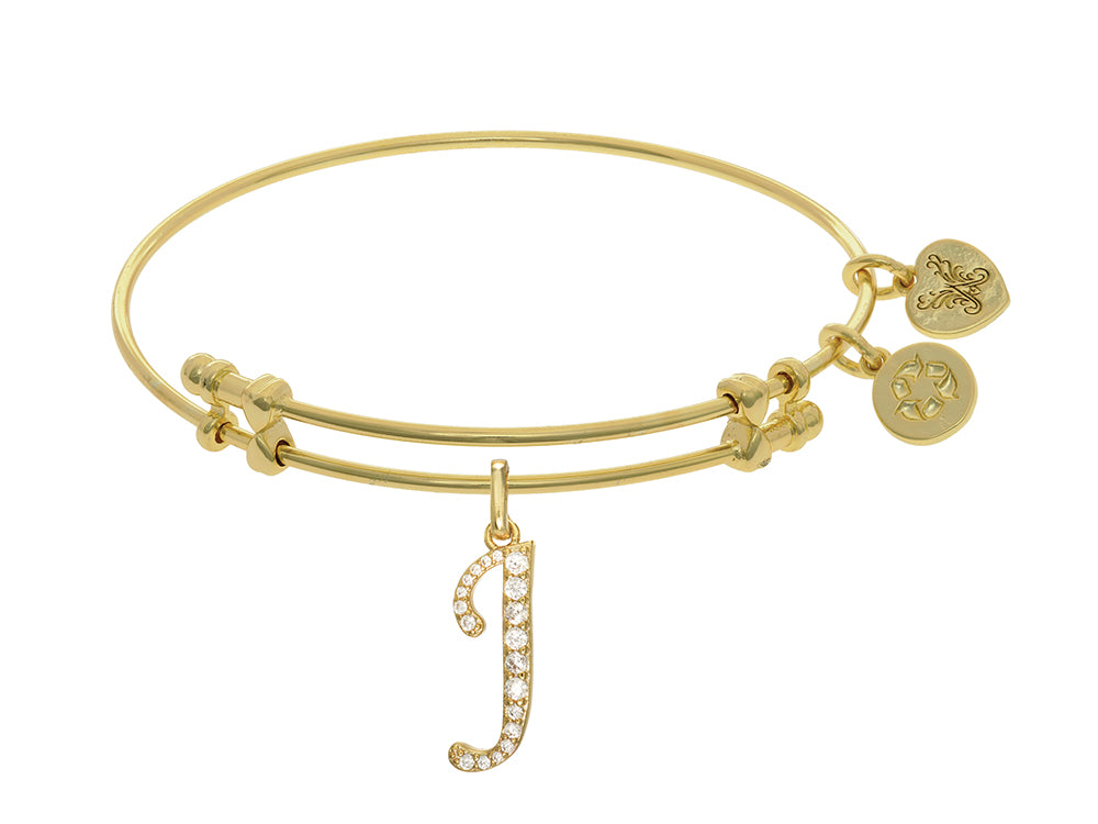Brass With Yellow Finish  Initial J Charm For Angelica Collection Bangle