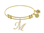 Brass With Yellow Finish  Initial M Charm For Angelica Collection Bangle