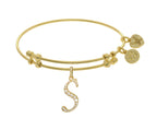 Brass With Yellow Finish  Initial S Charm For Angelica Collection Bangle