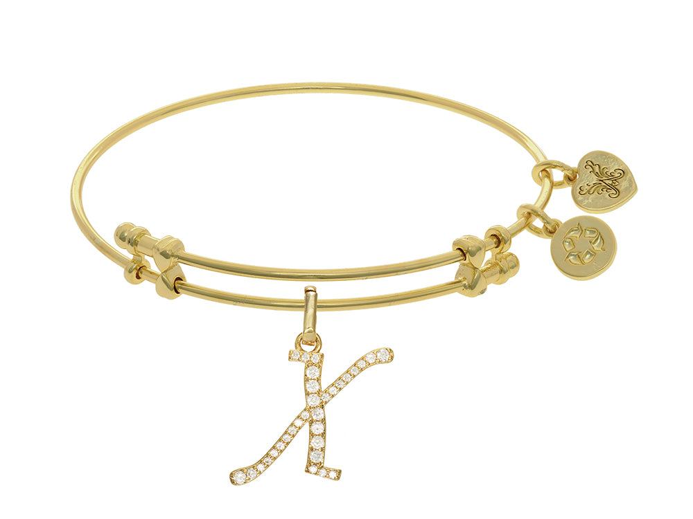 Brass With Yellow Finish  Initial X Charm For Angelica Collection Bangle