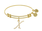 Brass With Yellow Finish  Initial X Charm For Angelica Collection Bangle