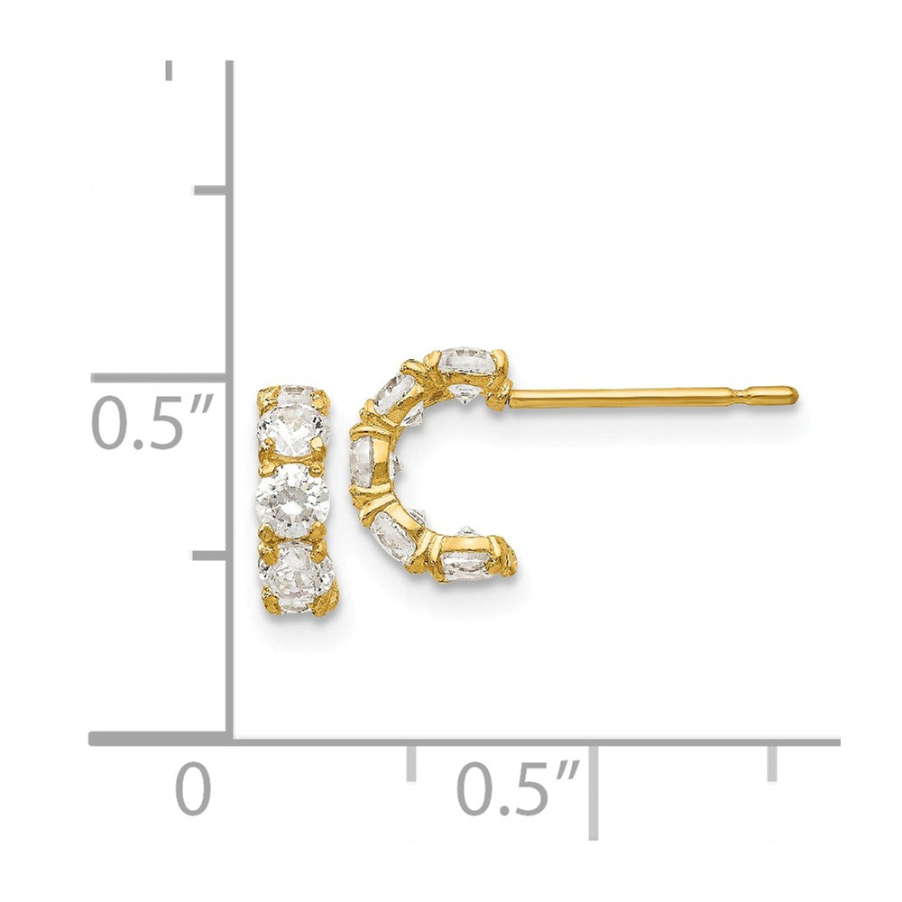FJC Finejewelers 14k Yellow Gold Madi K CZ Children's Five Stone Hinged Hoop Post Earrings