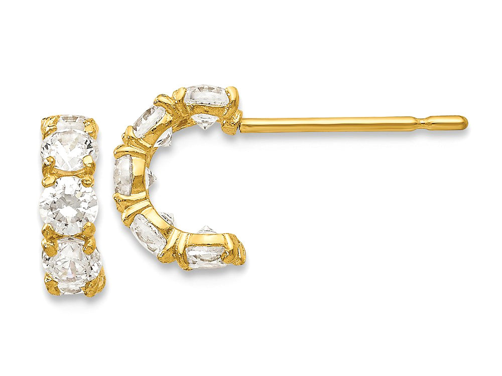 FJC Finejewelers 14k Yellow Gold Madi K CZ Children's Five Stone Hinged Hoop Post Earrings