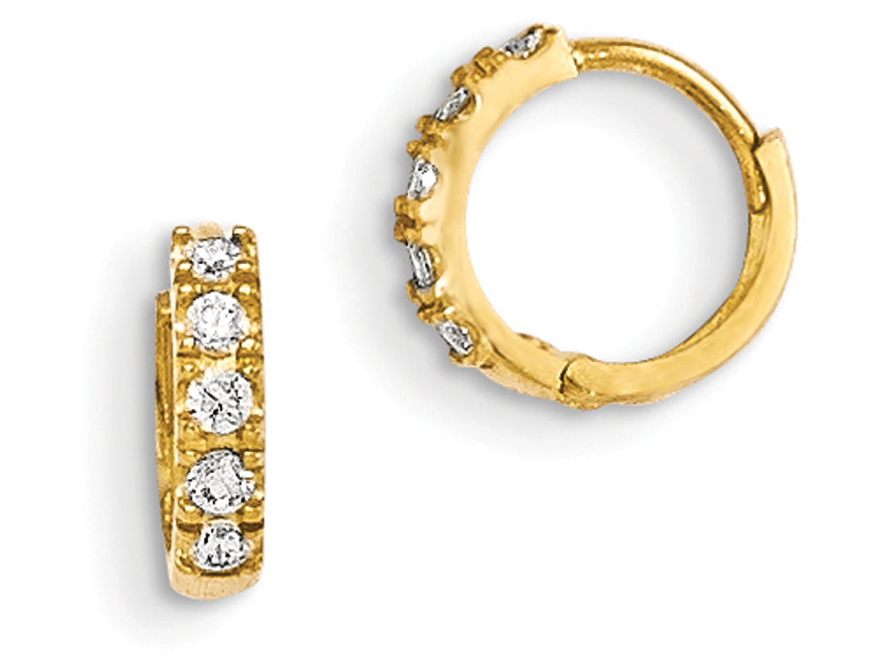 FJC Finejewelers 14k Yellow Gold Madi K CZ Children's Hinged Hoop Earrings