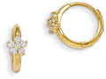 FJC Finejewelers 14k Yellow Gold Madi K CZ Children's Flower Hinged Hoop Earrings