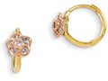 FJC Finejewelers 14k Madi K Yellow and Rose Gold CZ Flower Hinged Hoop Children Earrings