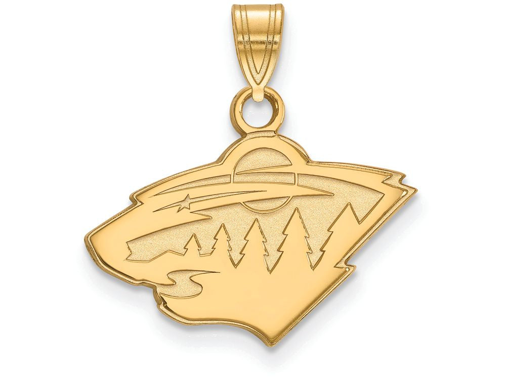 Sterling Silver Gp Nhl Logoart Minnesota Wild Small Pendant