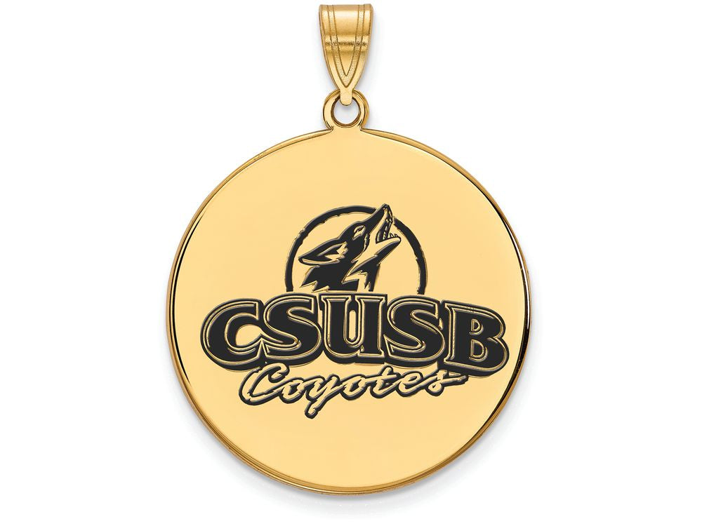 Logoart Sterling Silver Gp California State U San Bernardino Extra Large  Enamel Disc Pendant