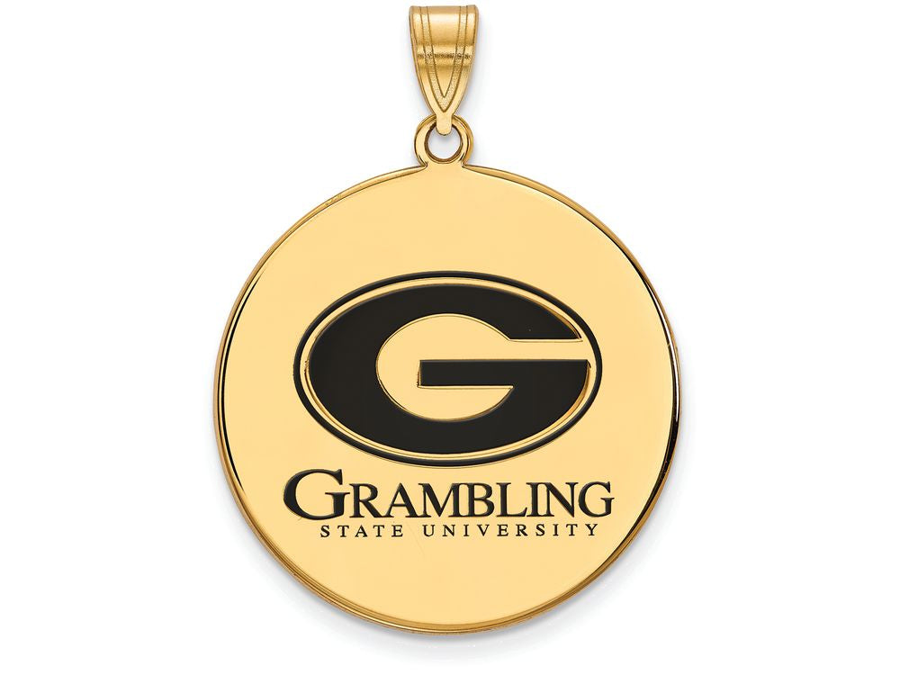 Logoart Sterling Silver Gp Grambling State U Extra Large  Enamel Disc Pendant