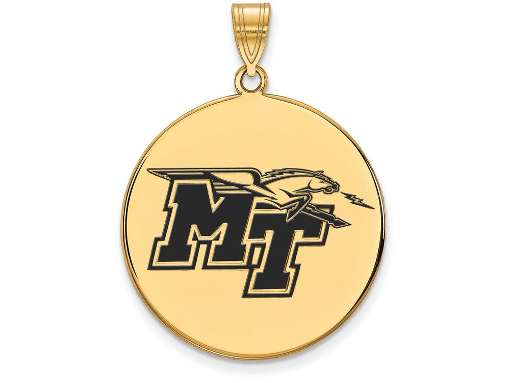 Logoart Sterling Silver Gp Middle Tennessee State U Extra Large  Enamel Disc Pendant