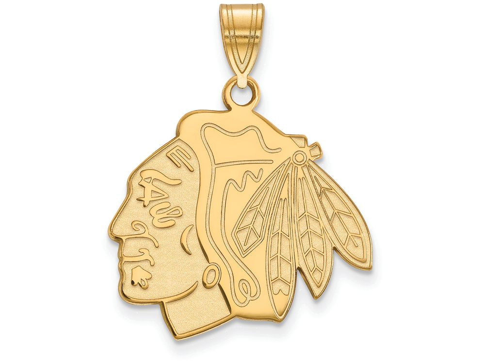 Sterling Silver Gp Nhl Logoart Chicago Blackhawks Large Pendant