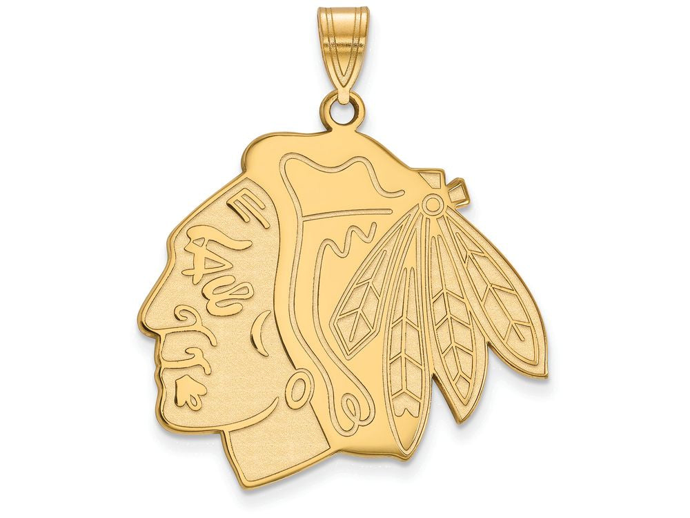 Sterling Silver Gp Nhl Logoart Chicago Blackhawks Extra Large  Pendant