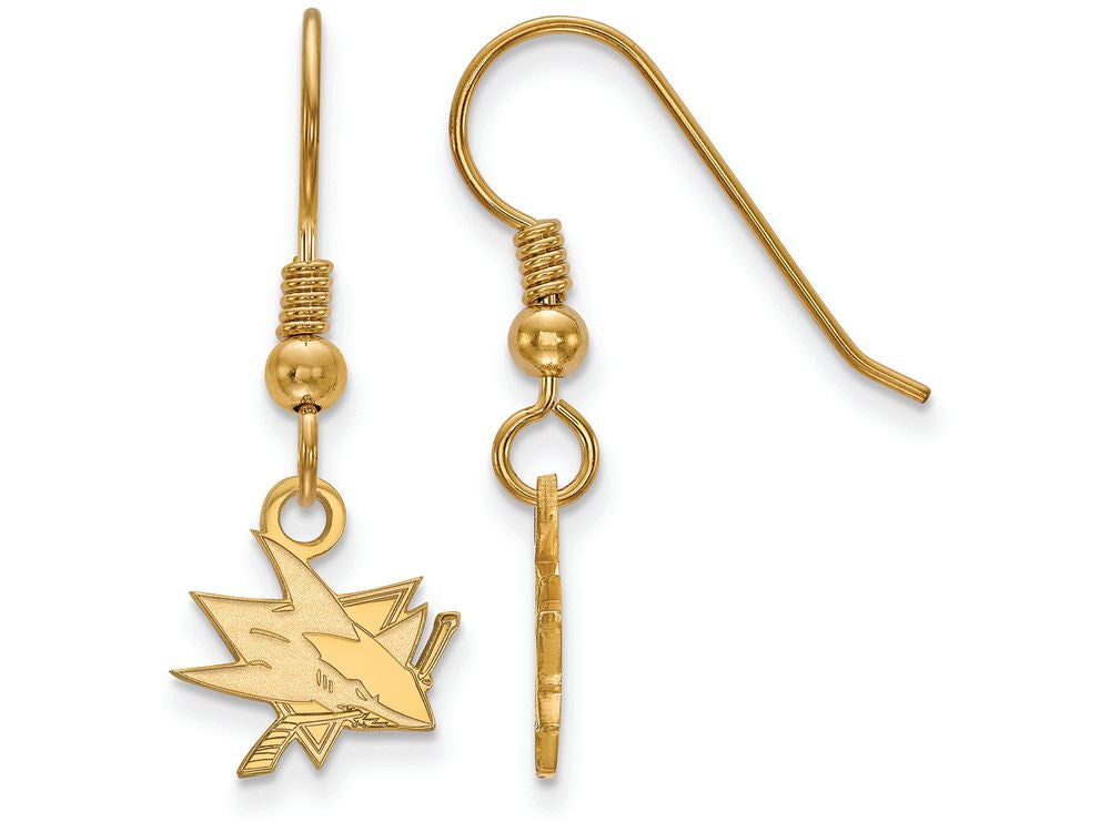 Sterling Silver Gp Nhl Logoart San Jose Sharks Extra Small Dangle Earrings