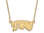 Logoart Sterling Silver Gp Texas Christian U Small Pendant Necklace