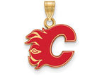 Logoart Sterling Silver Gp Calgary Flames Small Enamel Pendant