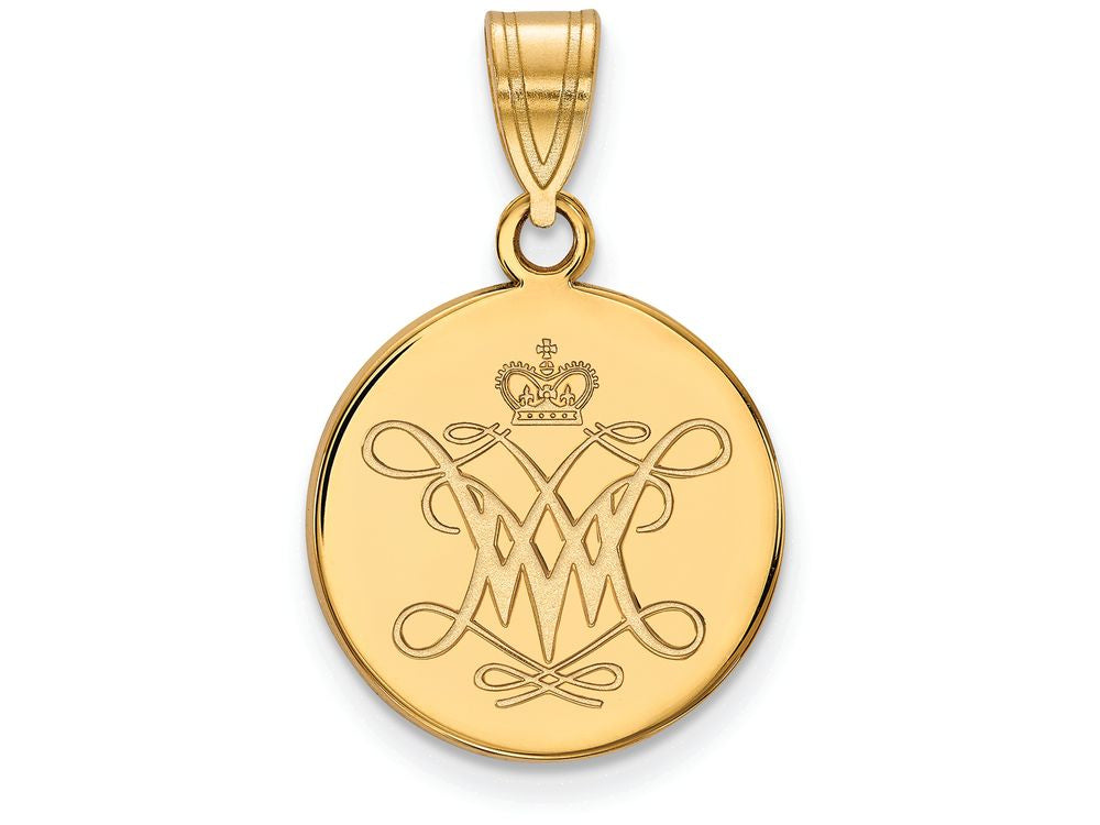 Logoart Sterling Silver Gp William And Mary Medium Disc Pendant
