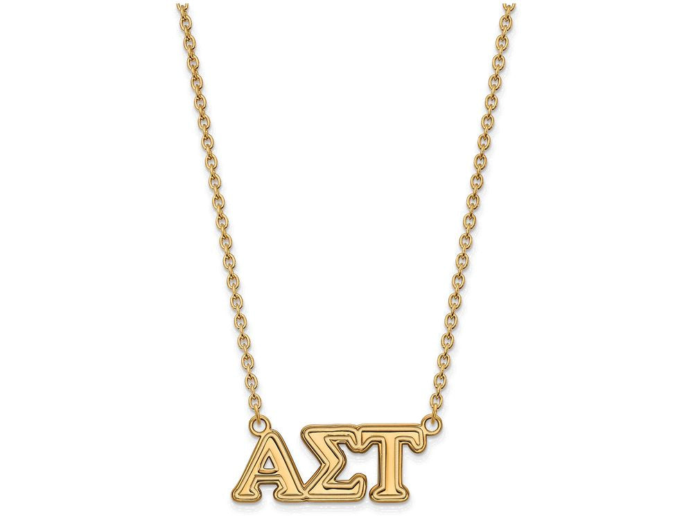 Logoart Sterling Silver Gp Alpha Sigma Tau Medium Pendant Necklace