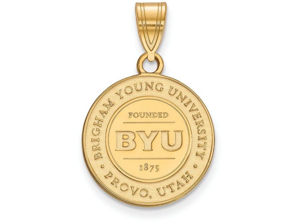 Logoart Sterling Silver Gp Brigham Young University Medium Crest Pendant