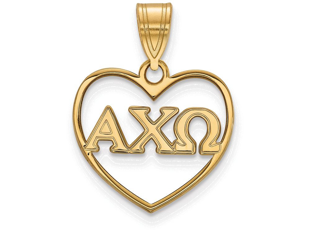 Logoart Sterling Silver Gp Alpha Chi Omega Heart Pendant