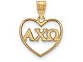 Logoart Sterling Silver Gp Alpha Chi Omega Heart Pendant