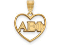 Logoart Sterling Silver Gp Alpha Epsilon Phi Heart Pendant