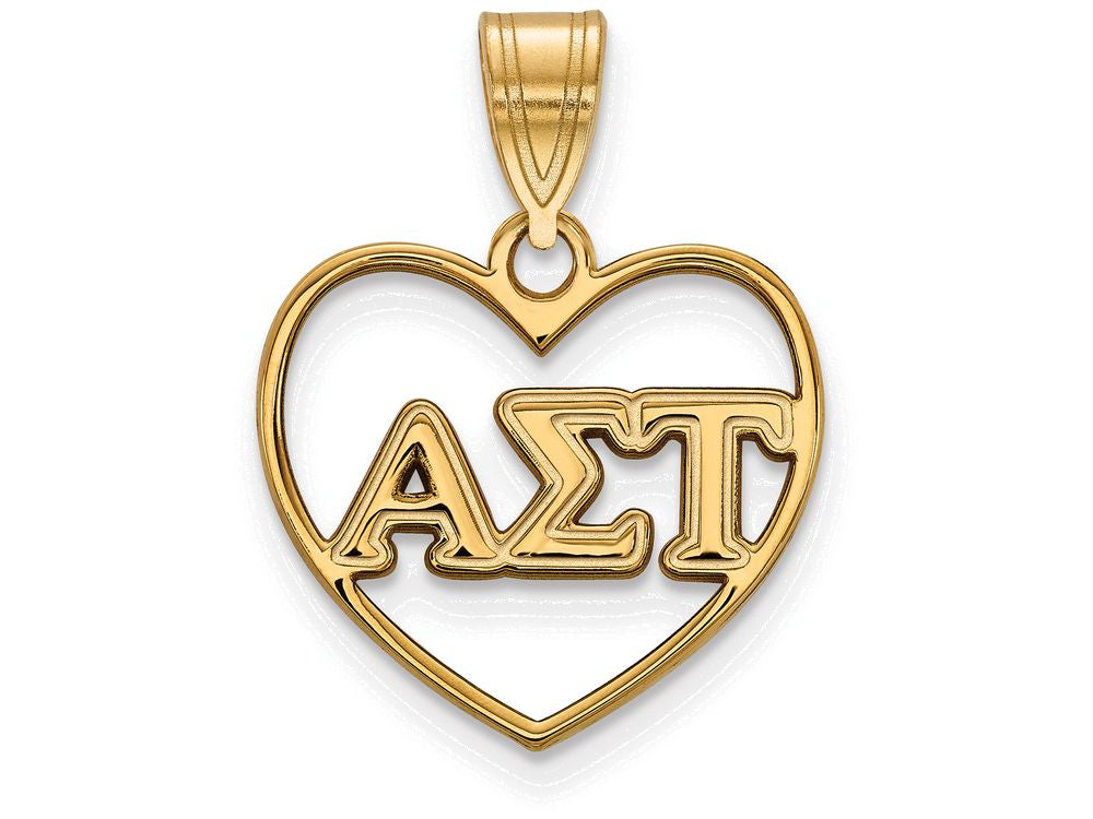 Logoart Sterling Silver Gp Alpha Sigma Tau Heart Pendant