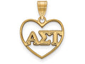 Logoart Sterling Silver Gp Alpha Sigma Tau Heart Pendant