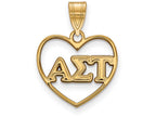 Logoart Sterling Silver Gp Alpha Sigma Tau Heart Pendant